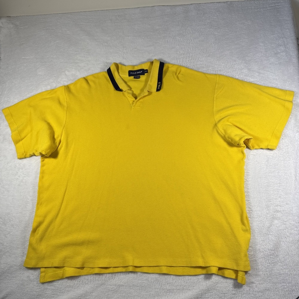 Ralph Lauren Vintage Polo Adult Shirt 2XL Yellow Casual Golf Tennis Preppy Men